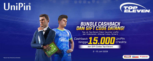 Beli Voucher UniPin di Toko Favoritmu Bisa Dapetin Bonus 15rb UniPin Credits dan Special Gift Codes Top Eleven!!